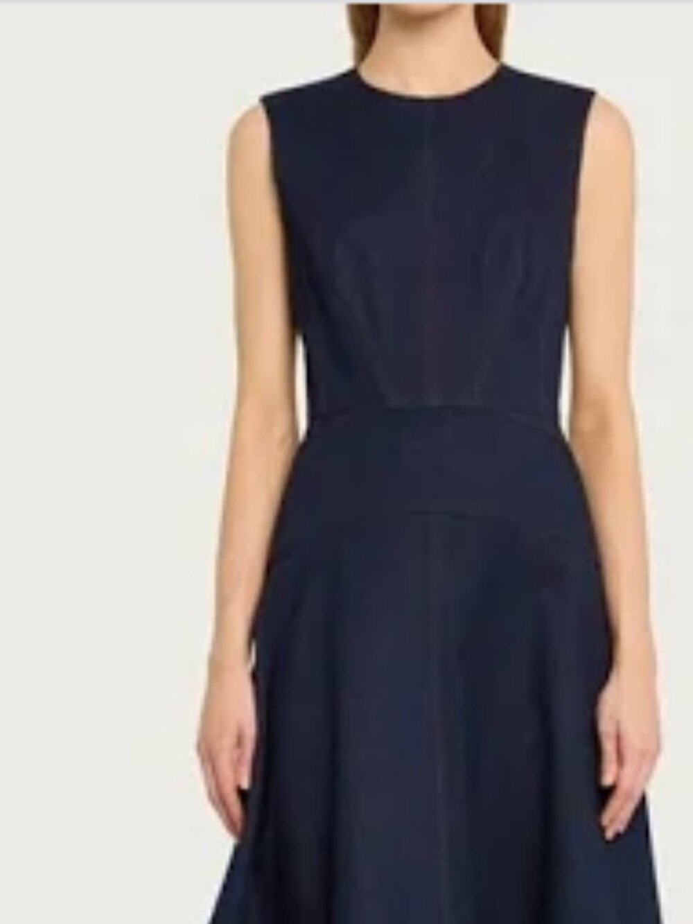 ELIE TAHARI Sleeveless Fit And Flare Midi Dress in Midnight Denim Size 8 NWT